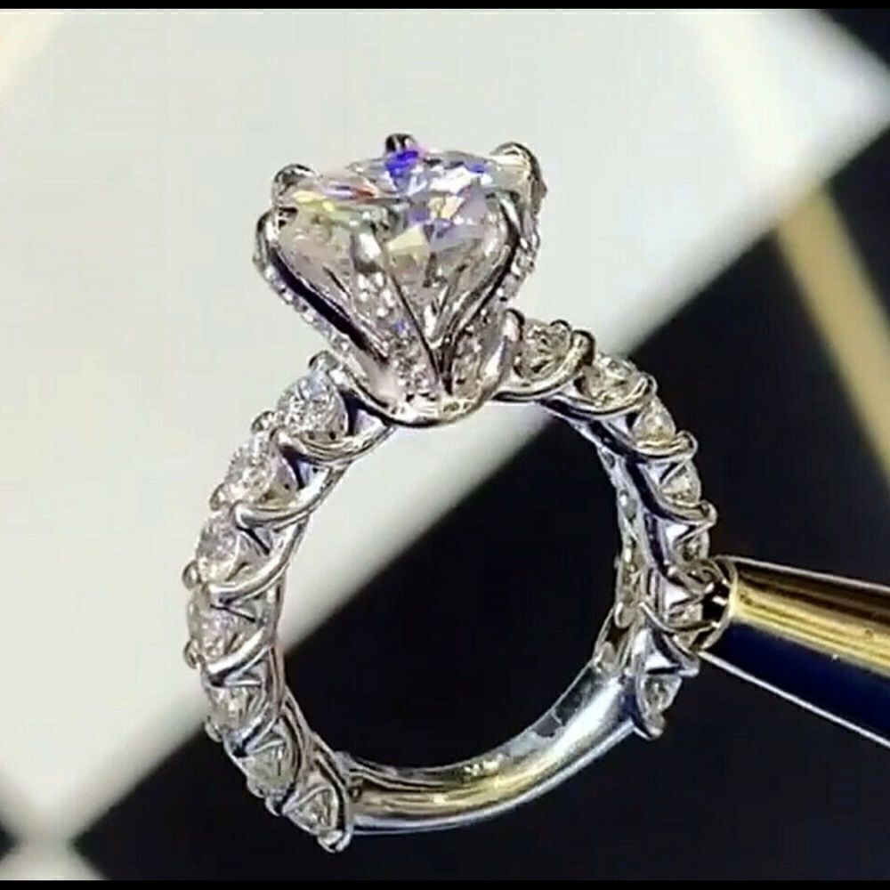 4ct Silver CZ Diamond Ring